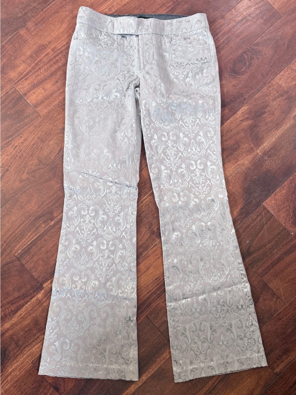 World - Silver Brocade Flare Pants